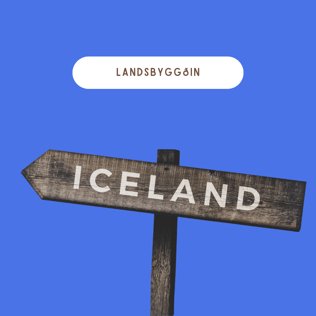 Hundanámskeið á landsbyggðinni. Mynd af skilti sem stendur "Iceland"