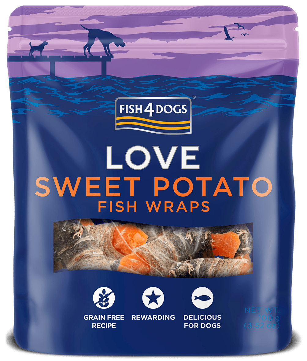 Meðlæti – Fish4Dogs Love fiskpakkar með sætum kartöflum