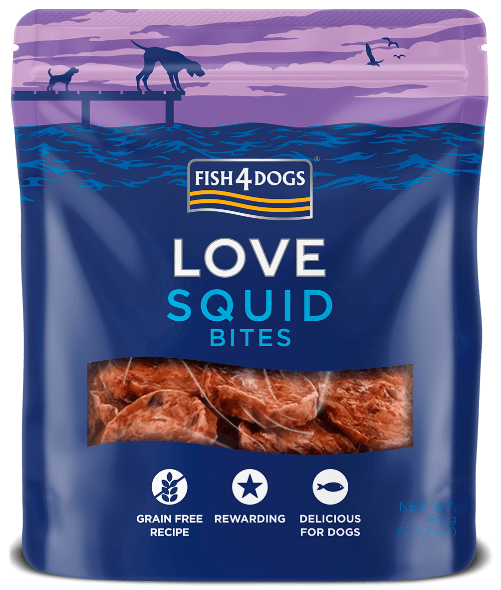 Meðlæti – Fish4Dogs Love smokkfiskbitar 80g