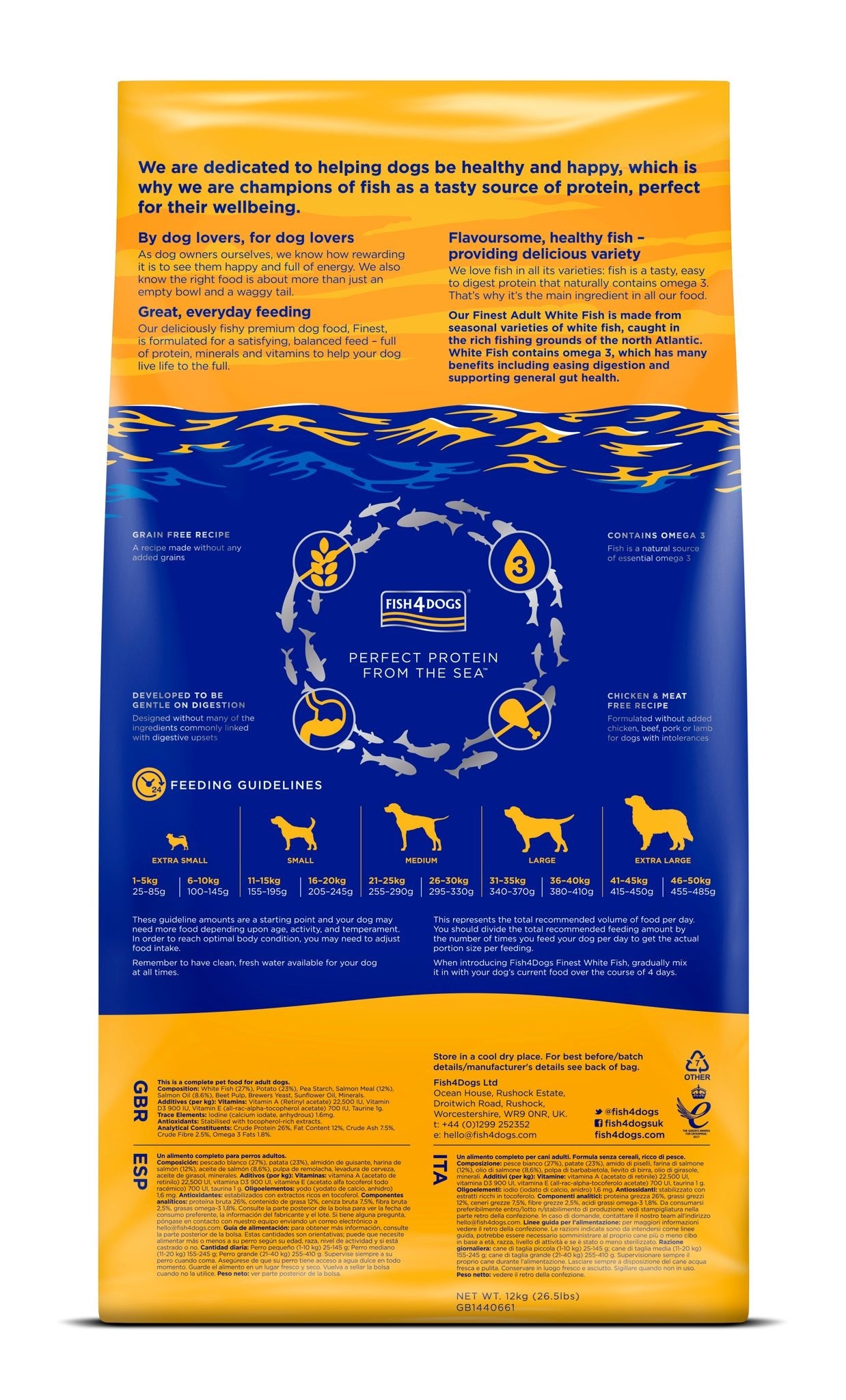 Fish4Dogs Finest Adult White Fish Potato small kibble – poki