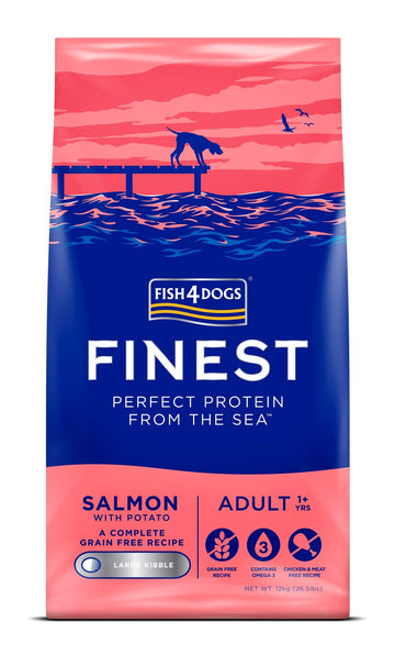 Þurrfóður – Fish4Dogs Finest Adult lax og kartöflur stór korn