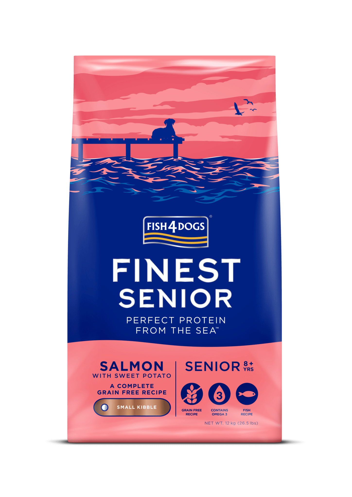 Þurrfóður – Fish4Dogs Finest Senior lax og sætar kartöflur lítil korn