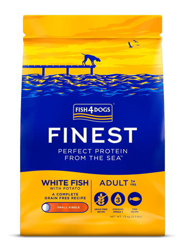 Þurrfóður – Fish4Dogs Finest Adult hvítfiskur og kartöflur lítil korn