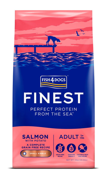 Þurrfóður – Fish4Dogs Finest Adult lax og kartöflur lítil korn