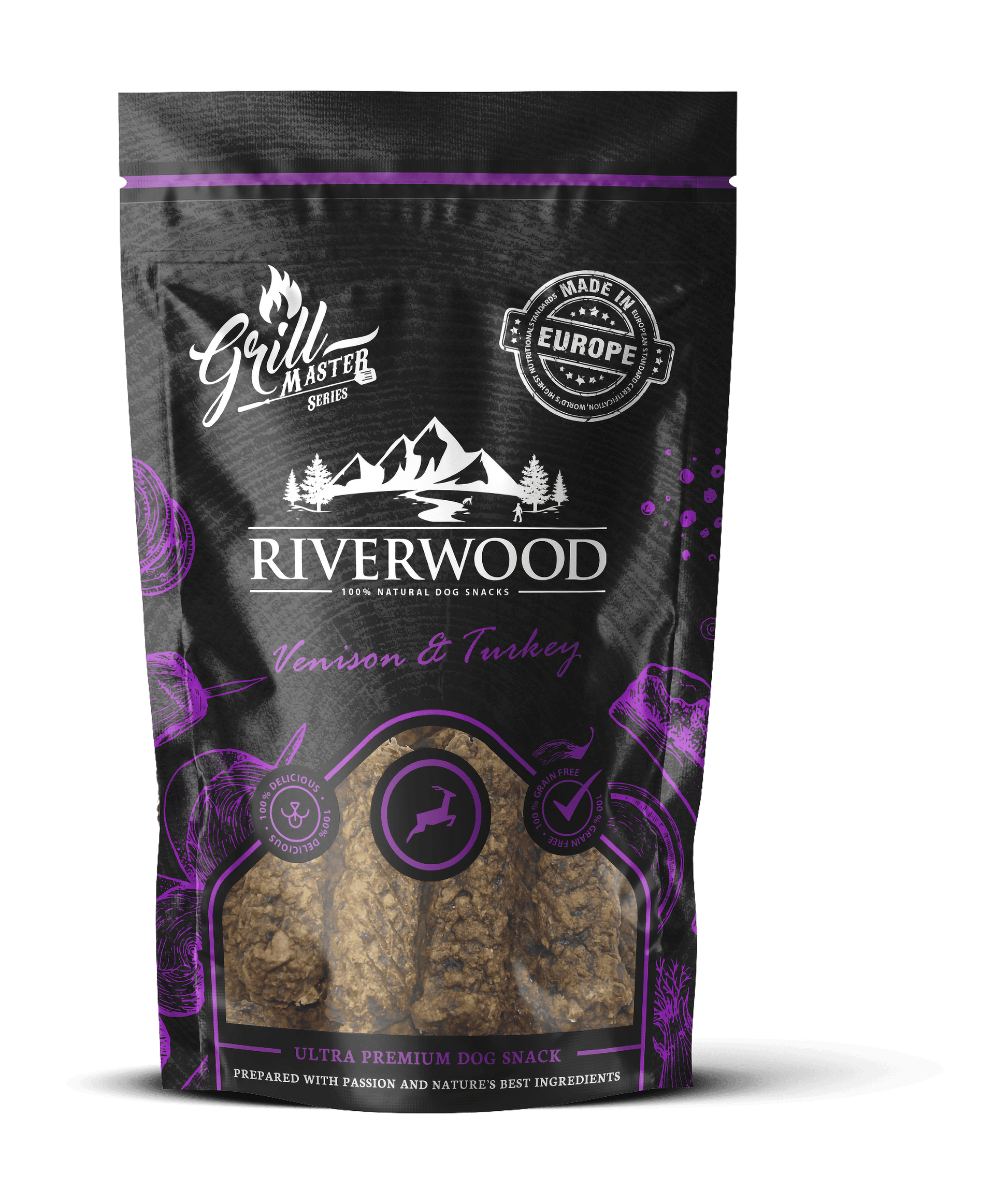 Hundanammi – Riverwood Grillmaster hreindýr og kalkúnn 100g