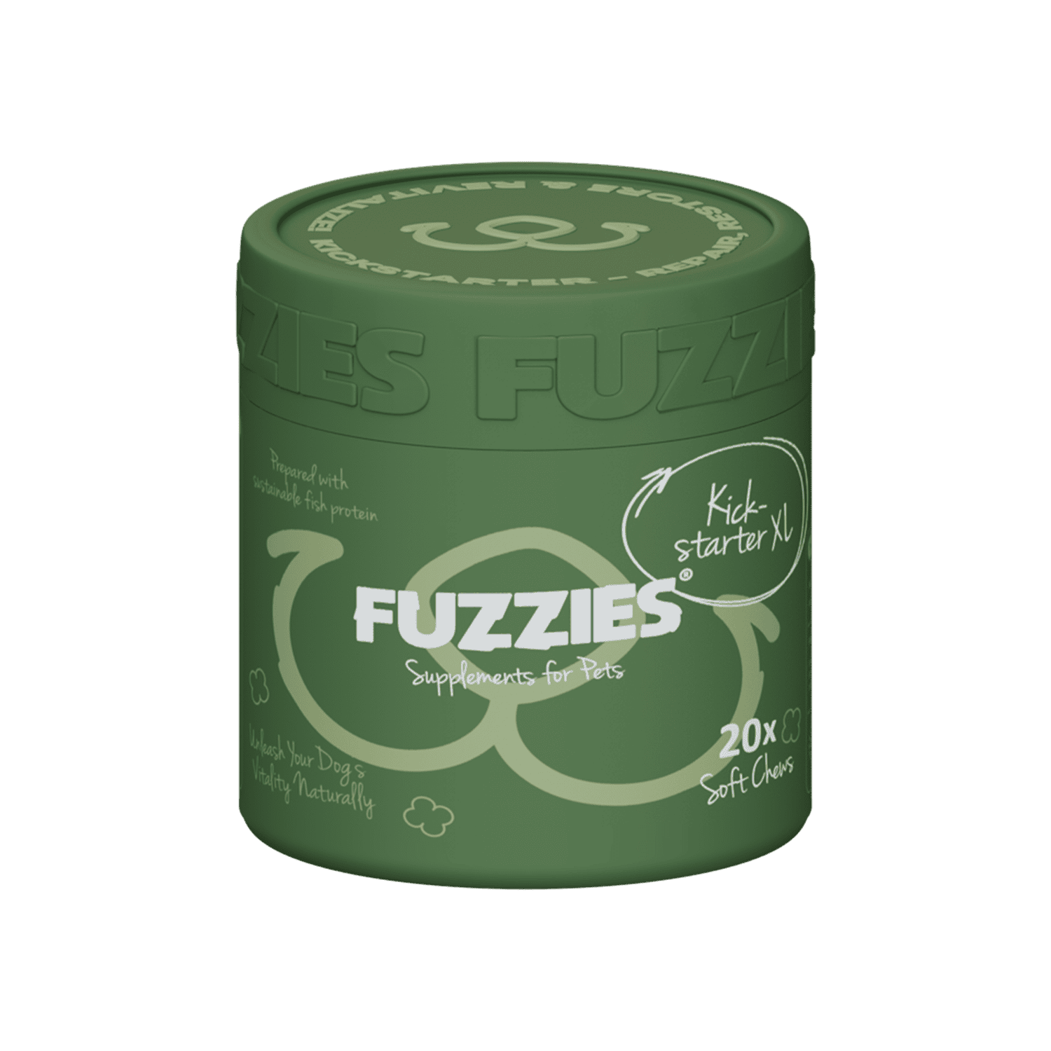 Fuzzies Kickstarter XL – fæðubótarefni í stærri bitum fyrir hunda yfir 20 kg