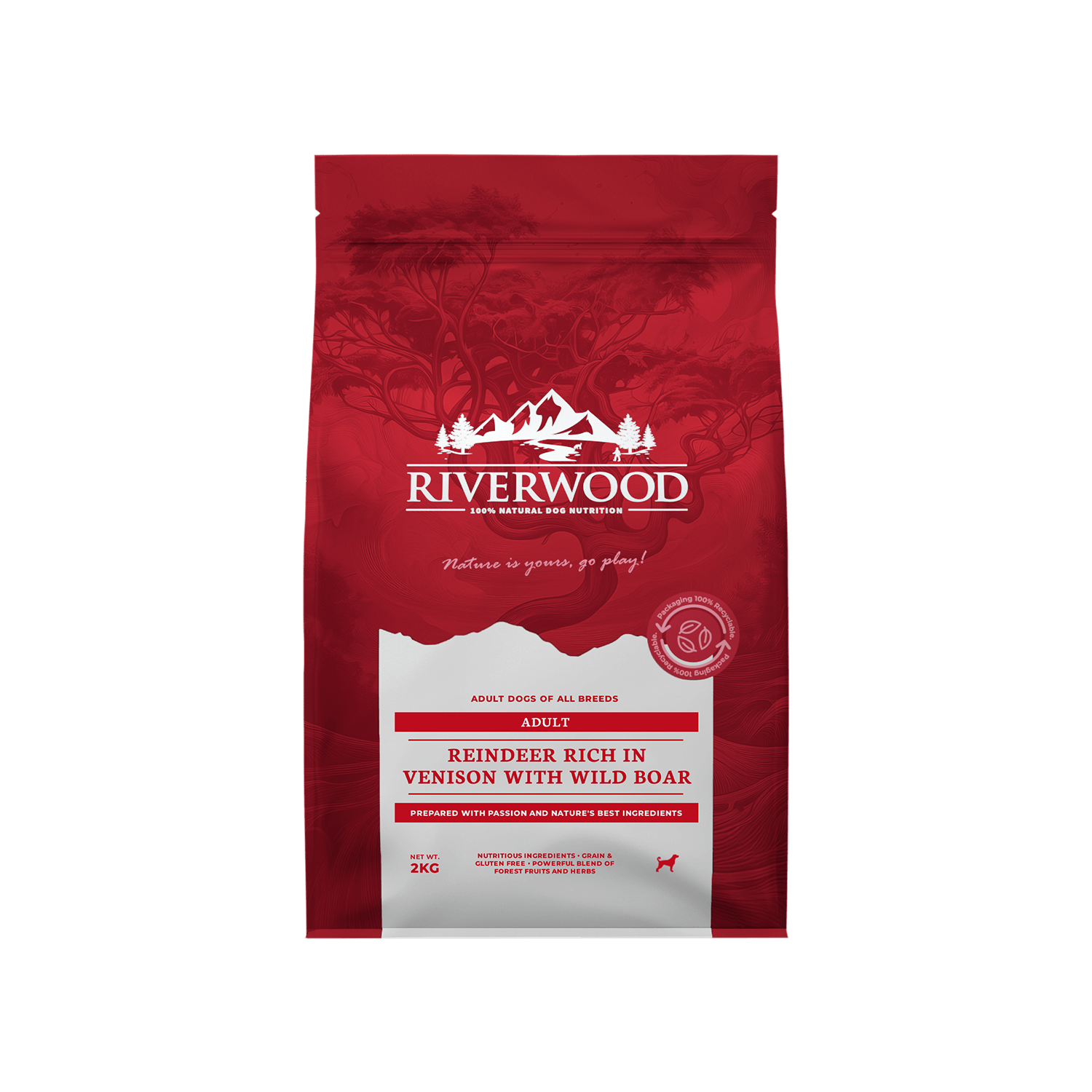 Þurrfóður – Riverwood Adult hreindýr, villibráð og villisvín