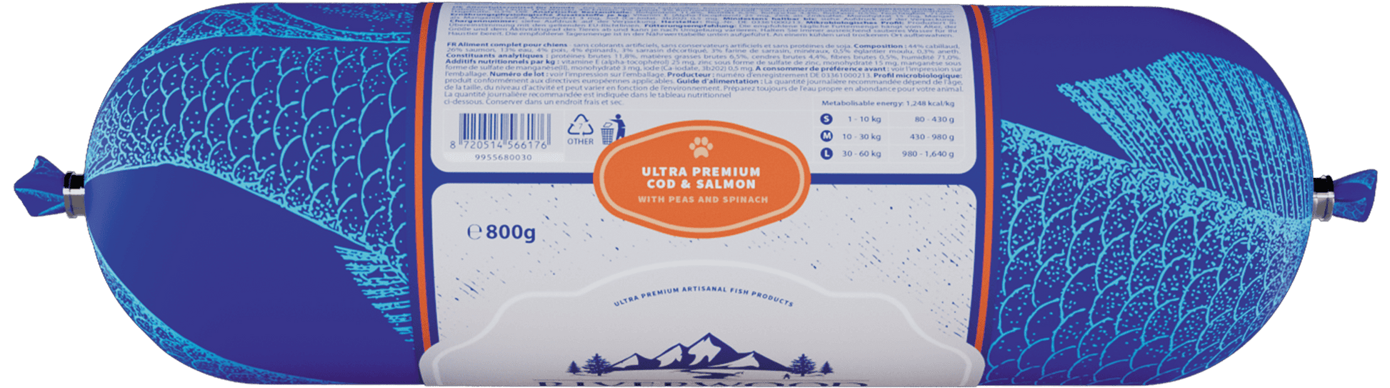 Riverwood pylsa – þorskur og lax með baunum 800g