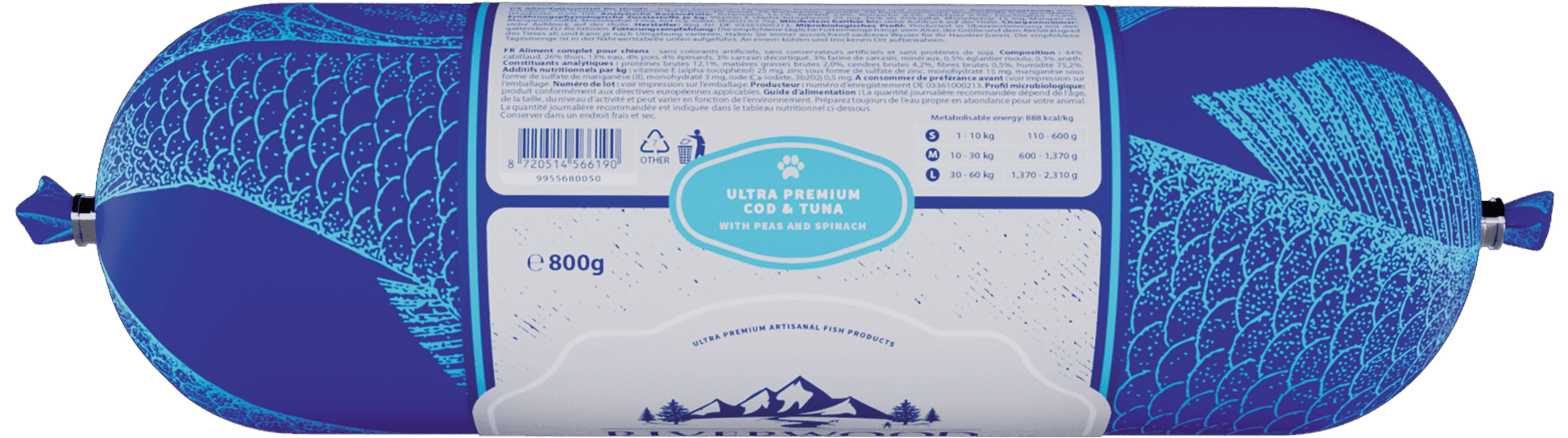 Riverwood pylsa – þorskur og túnfiskur með baunum 800g
